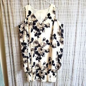 SugarLips Floral Dress, Size XL, White + Black